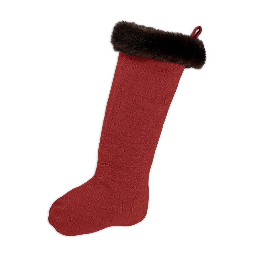 Circa Solid Lava with Taline Fur Band Christmas Stocking
