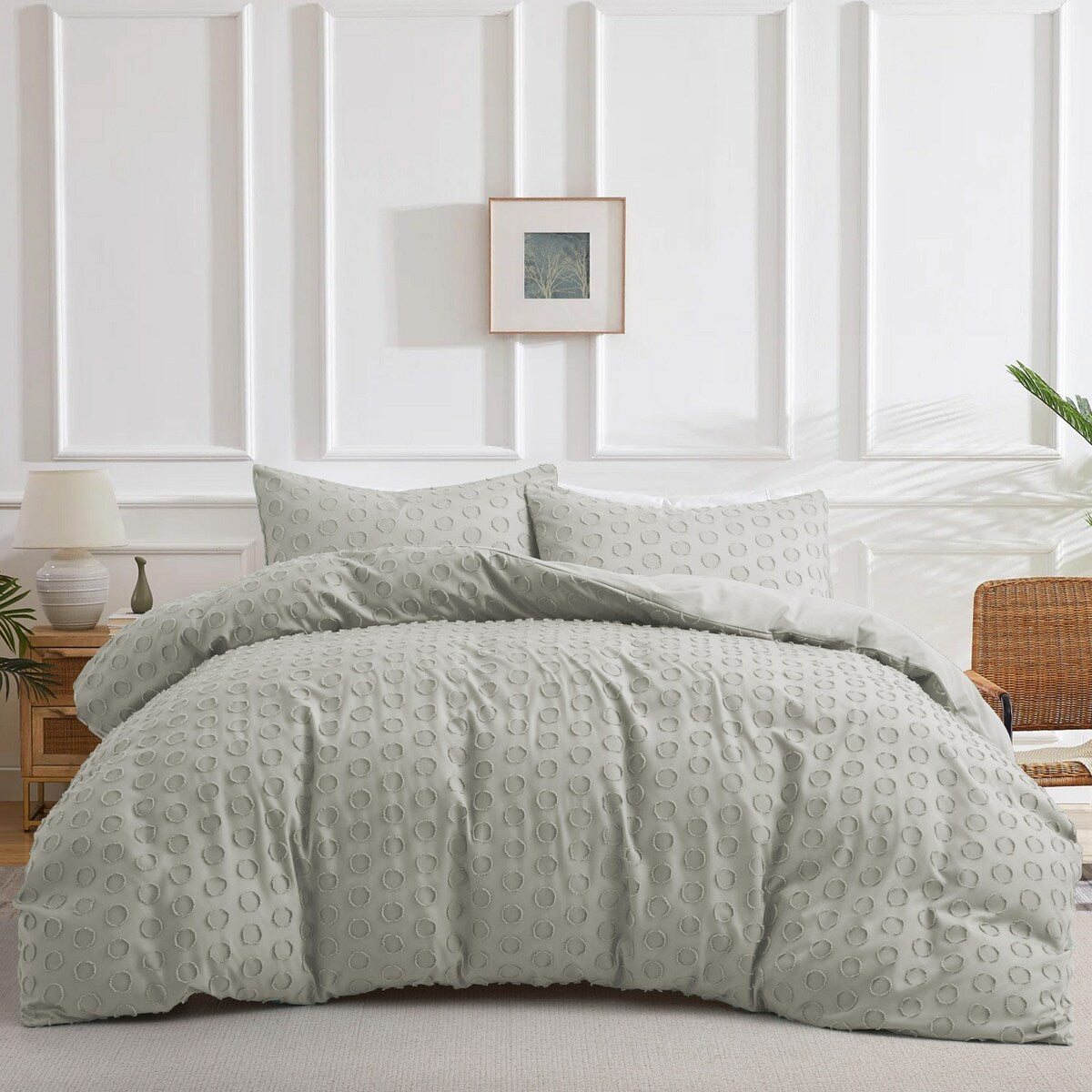 Circle Clipped Jacquard Duvet Cover Set