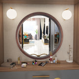 Circle Mirror with Wood Frame - Brown