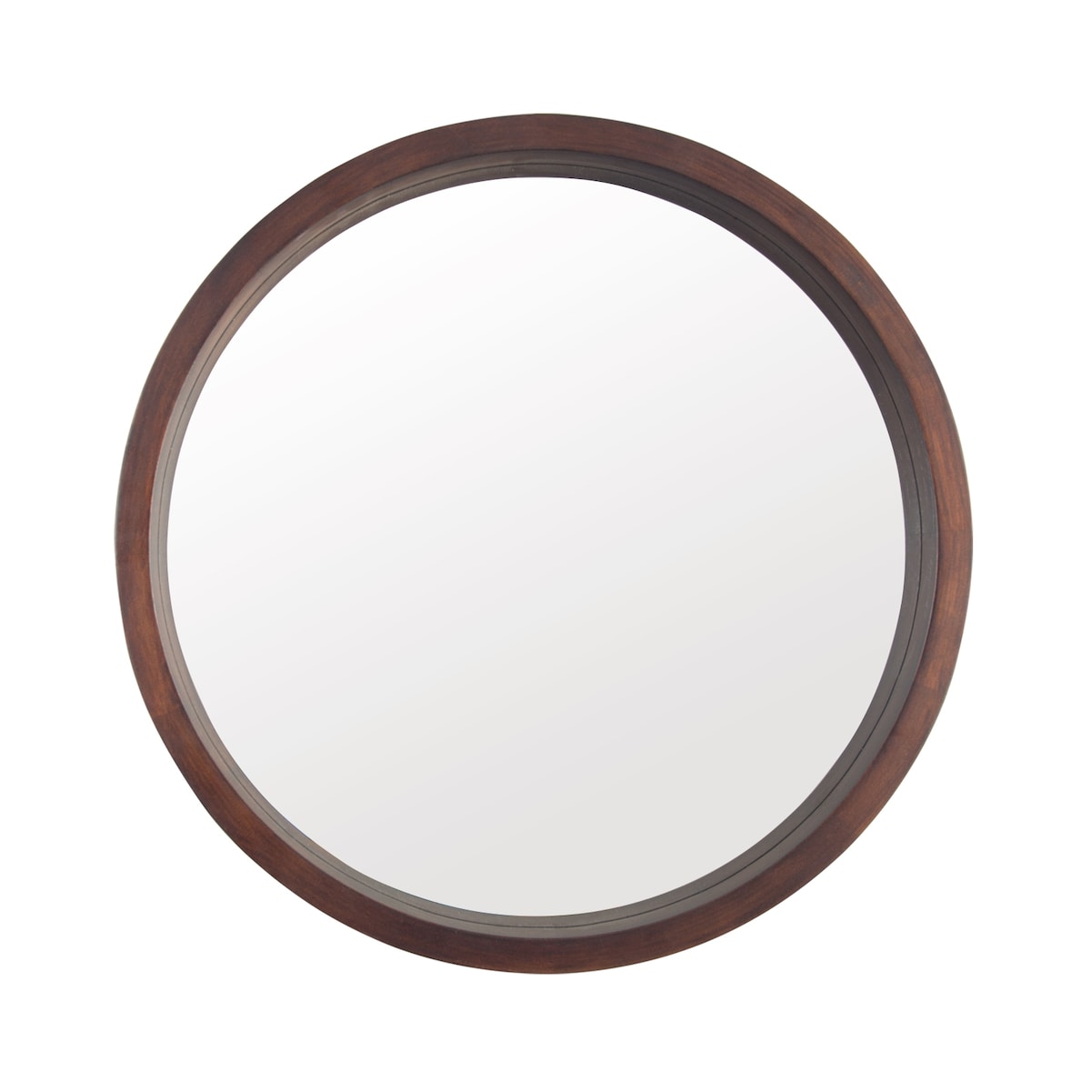 Circle Mirror with Wood Frame - Brown