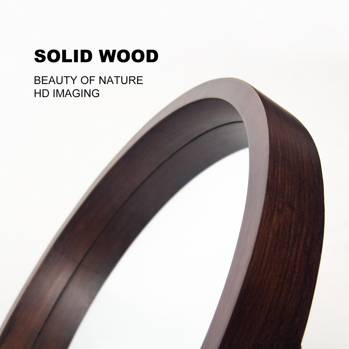 Circle Mirror with Wood Frame - Brown