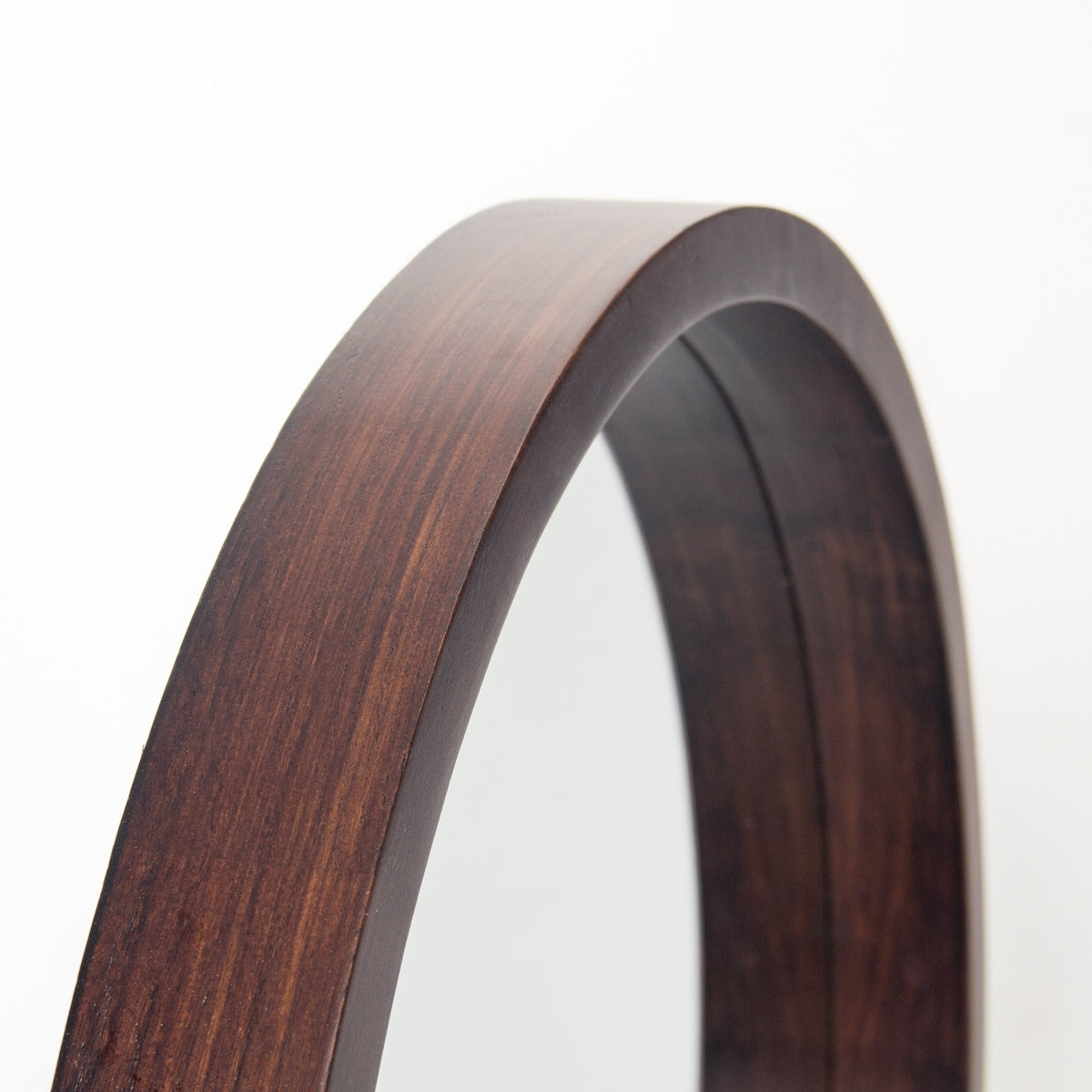Circle Mirror with Wood Frame - Brown