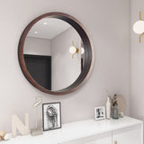 Circle Mirror with Wood Frame - Brown