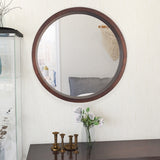 Circle Mirror with Wood Frame - Brown
