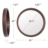 Circle Mirror with Wood Frame - Brown