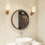 Circle Mirror with Wood Frame - Brown