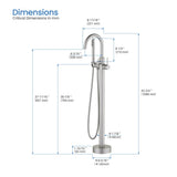 Circular Single Handle Floor Mounted Freestanding Tub Filler With Hand Shower