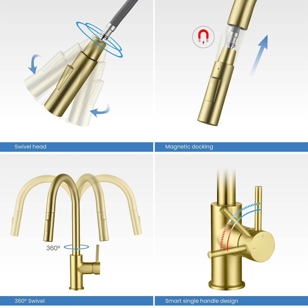 Circular Single Handle Pull Down Kitchen Faucet