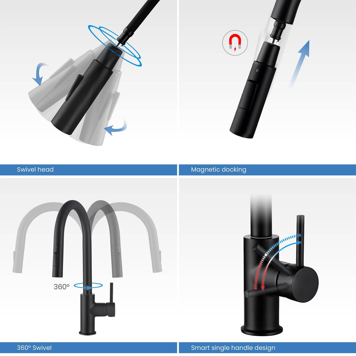 Circular Single Handle Pull Down Kitchen Faucet