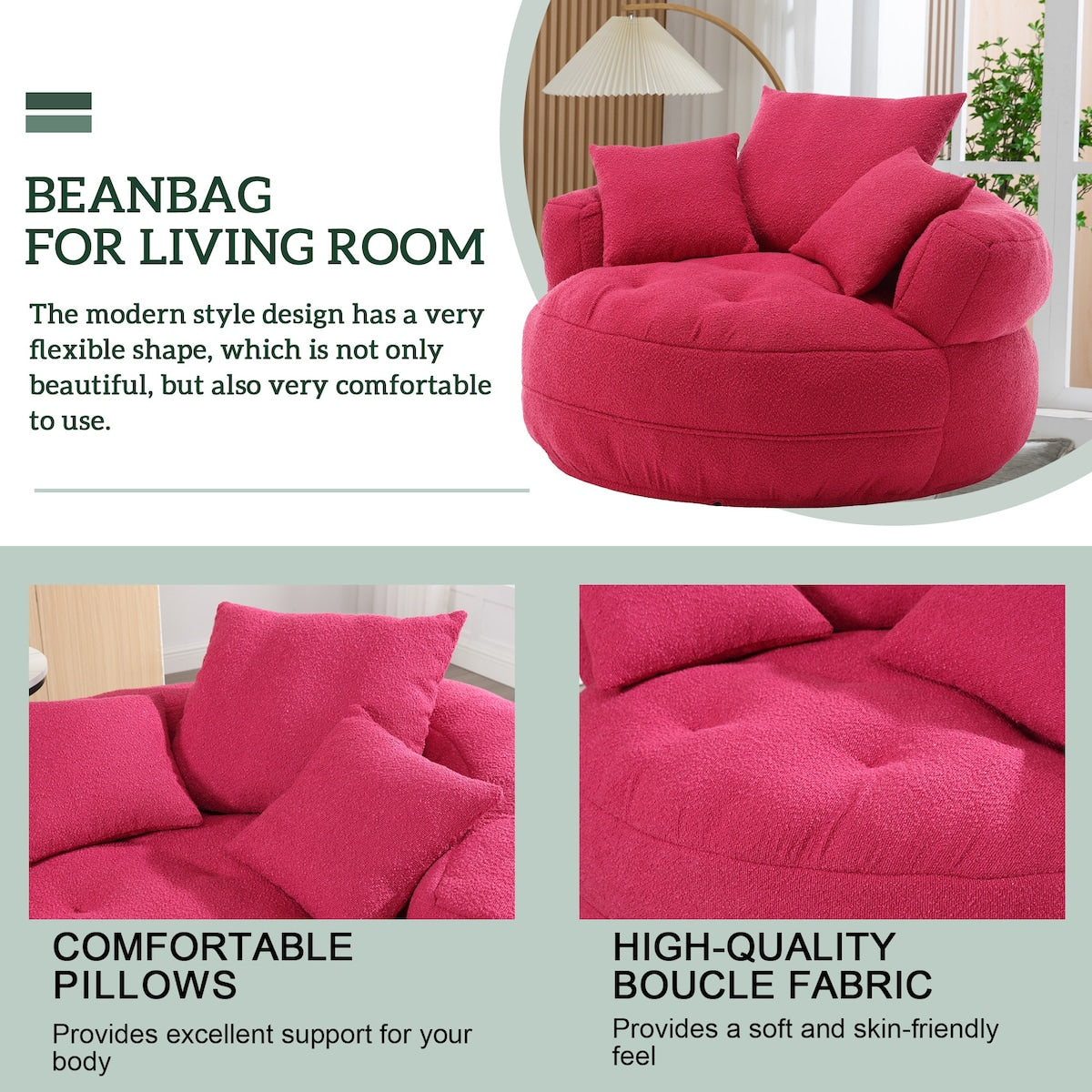 Circular wide living room fabric sofa, balcony swivel sofa chair