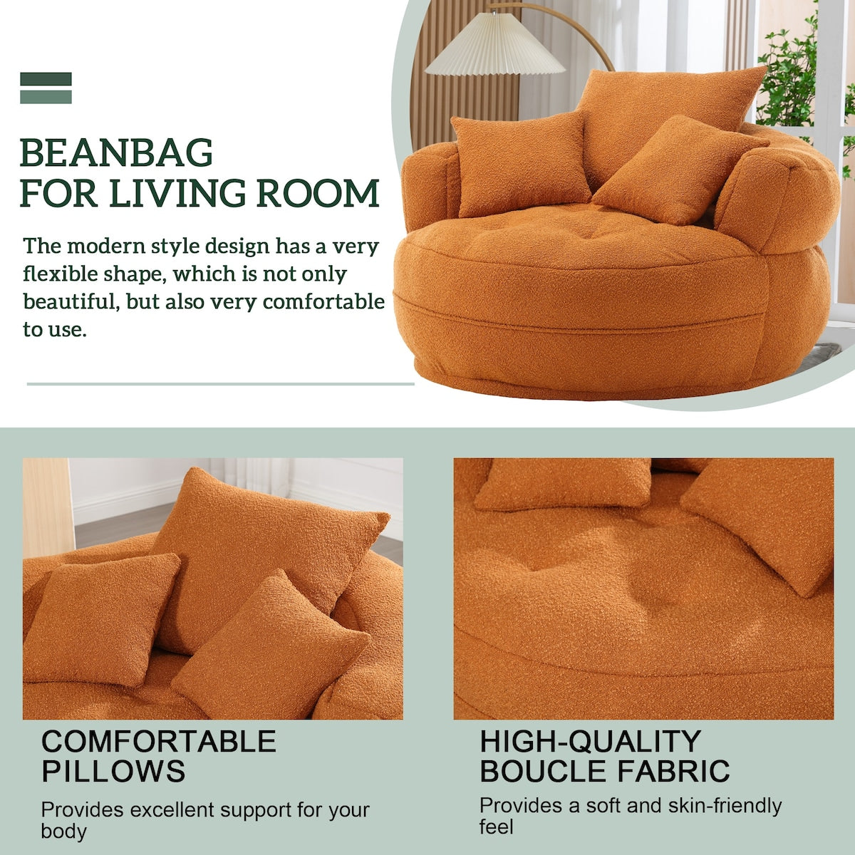 Circular wide living room fabric sofa, balcony swivel sofa chair