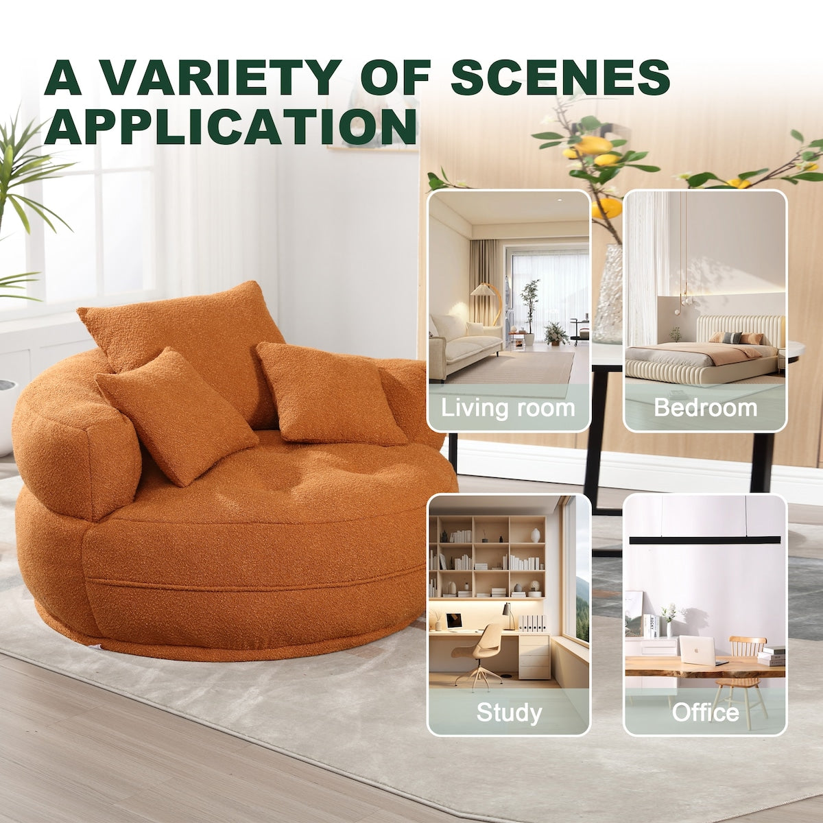 Circular wide living room fabric sofa, balcony swivel sofa chair
