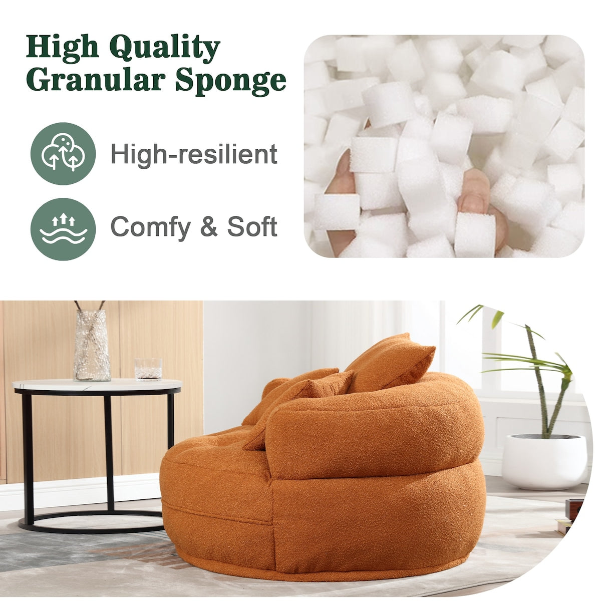 Circular wide living room fabric sofa, balcony swivel sofa chair