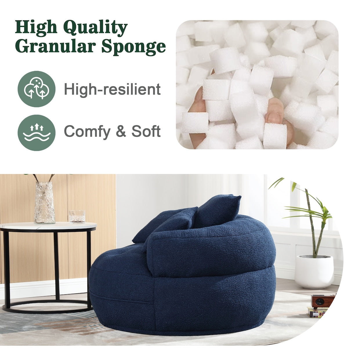 Circular wide living room fabric sofa, balcony swivel sofa chair