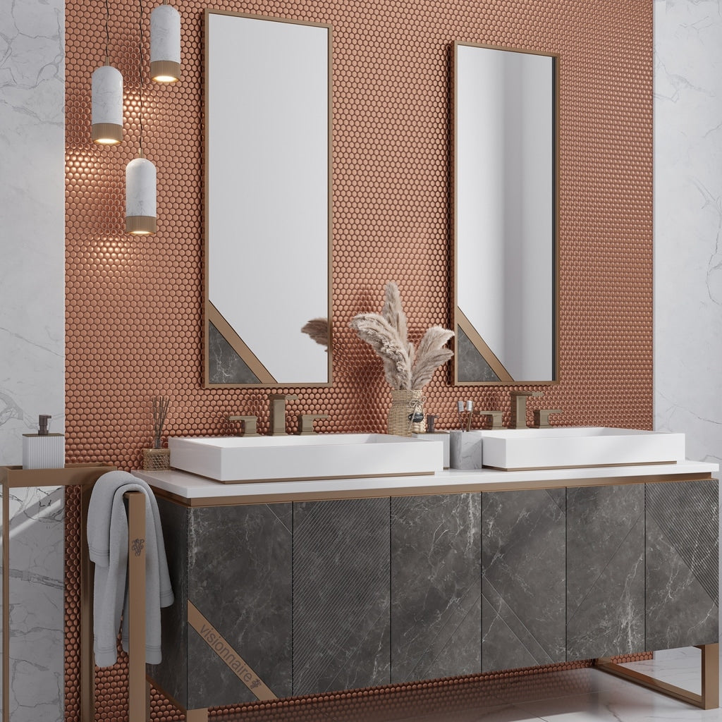 Cirkel 11.46 in. x 12.4 in. Matte Gold Porcelain Mosaic Wall and Floor Tile (9.87 sq. ft./case) (10-pack)