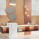 Cirkel 11.46 in. x 12.4 in. Matte Gold Porcelain Mosaic Wall and Floor Tile (9.87 sq. ft./case) (10-pack)