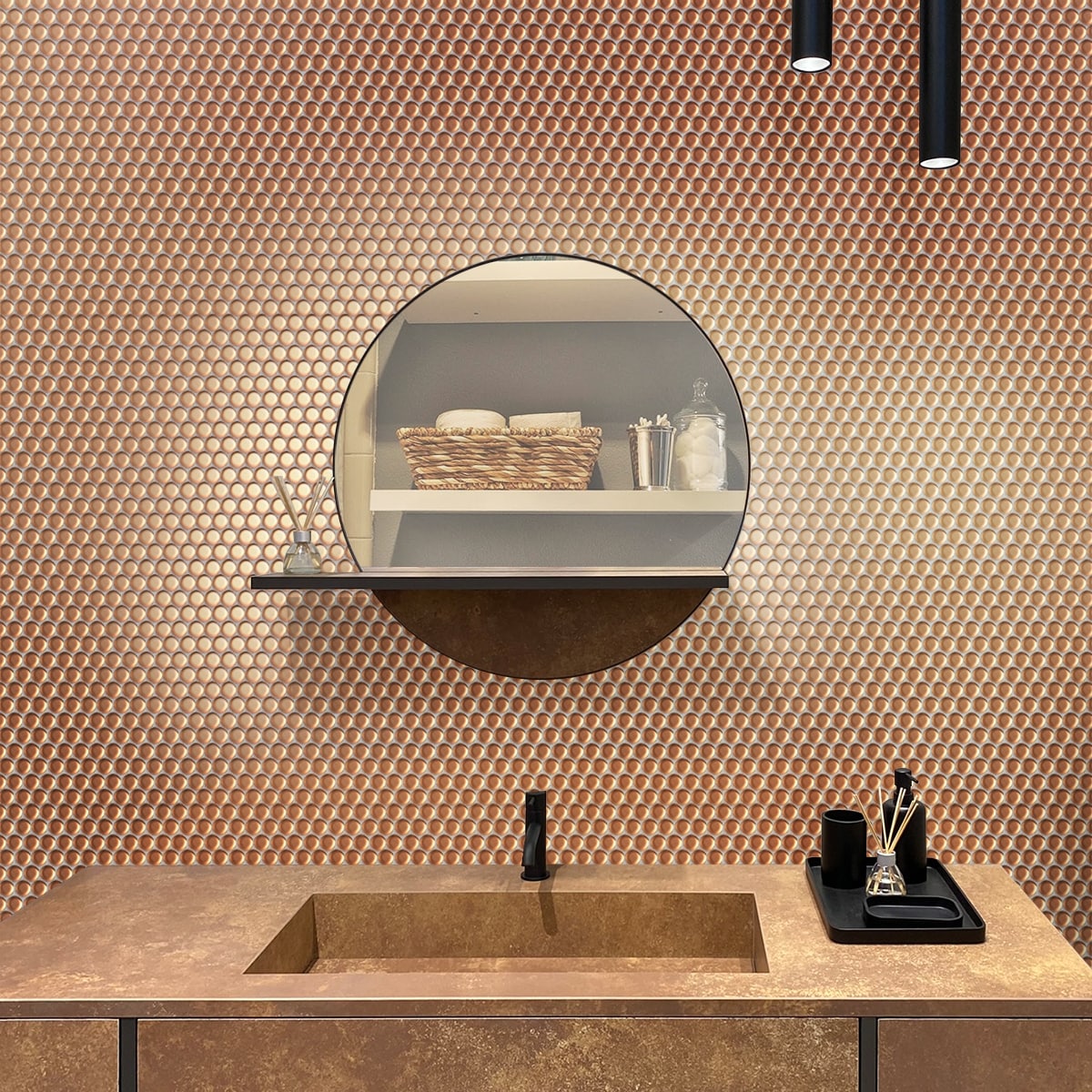 Cirkel 11.46 in. x 12.4 in. Matte Gold Porcelain Mosaic Wall and Floor Tile (9.87 sq. ft./case) (10-pack)