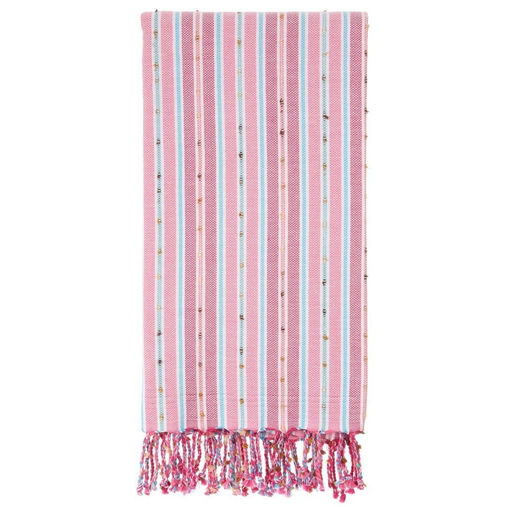 Citizens of the Beach Pink Blue Bohemian Turkish Beach Bath Towel - Sand Resistant Quick Drying Absorbent Boho Gypsy Towels
