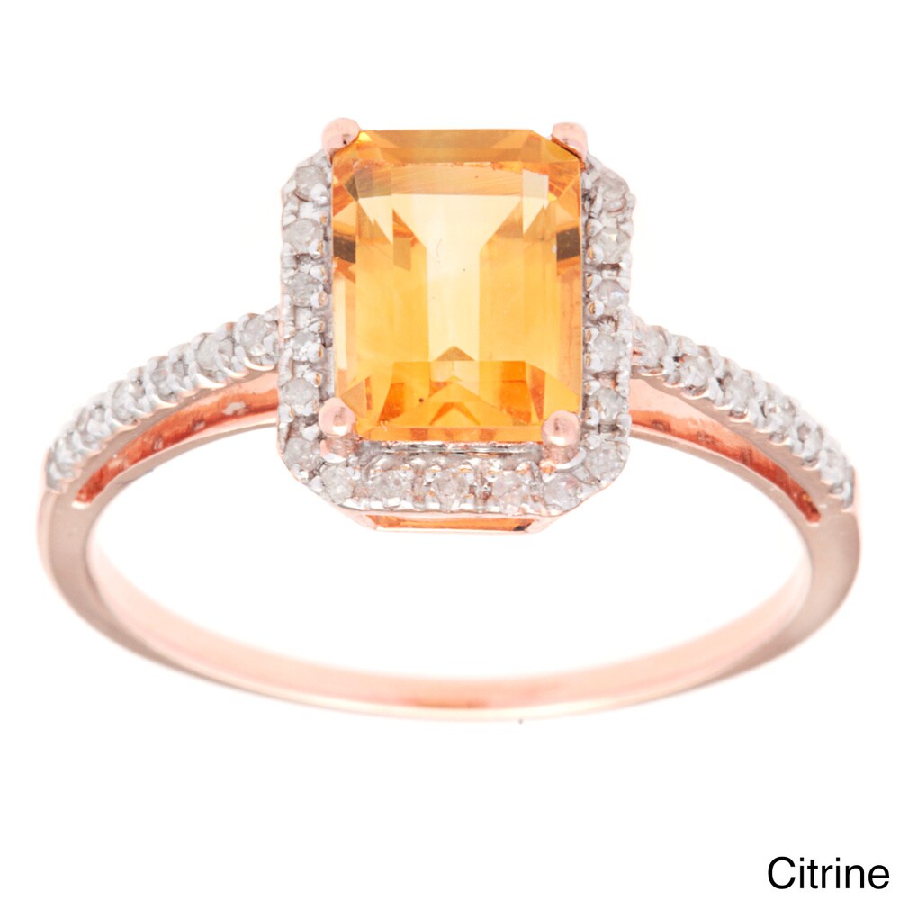 Viducci 10k Rose Gold Gemstone and Diamond Ring (1/5 TDW)
