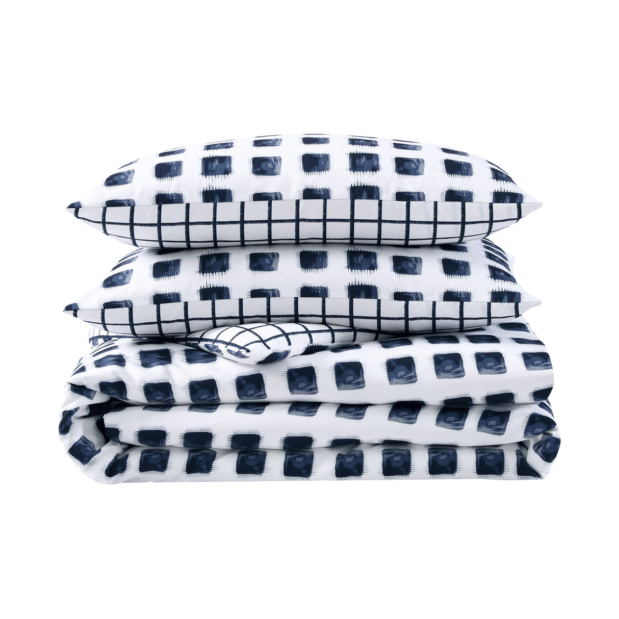 City Scene Urban Shibori Reversible Blue Duvet Cover Set