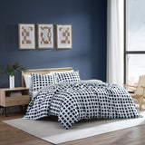 City Scene Urban Shibori Reversible Blue Duvet Cover Set