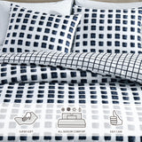 City Scene Urban Shibori Reversible Blue Duvet Cover Set