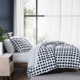 City Scene Urban Shibori Reversible Blue Duvet Cover Set