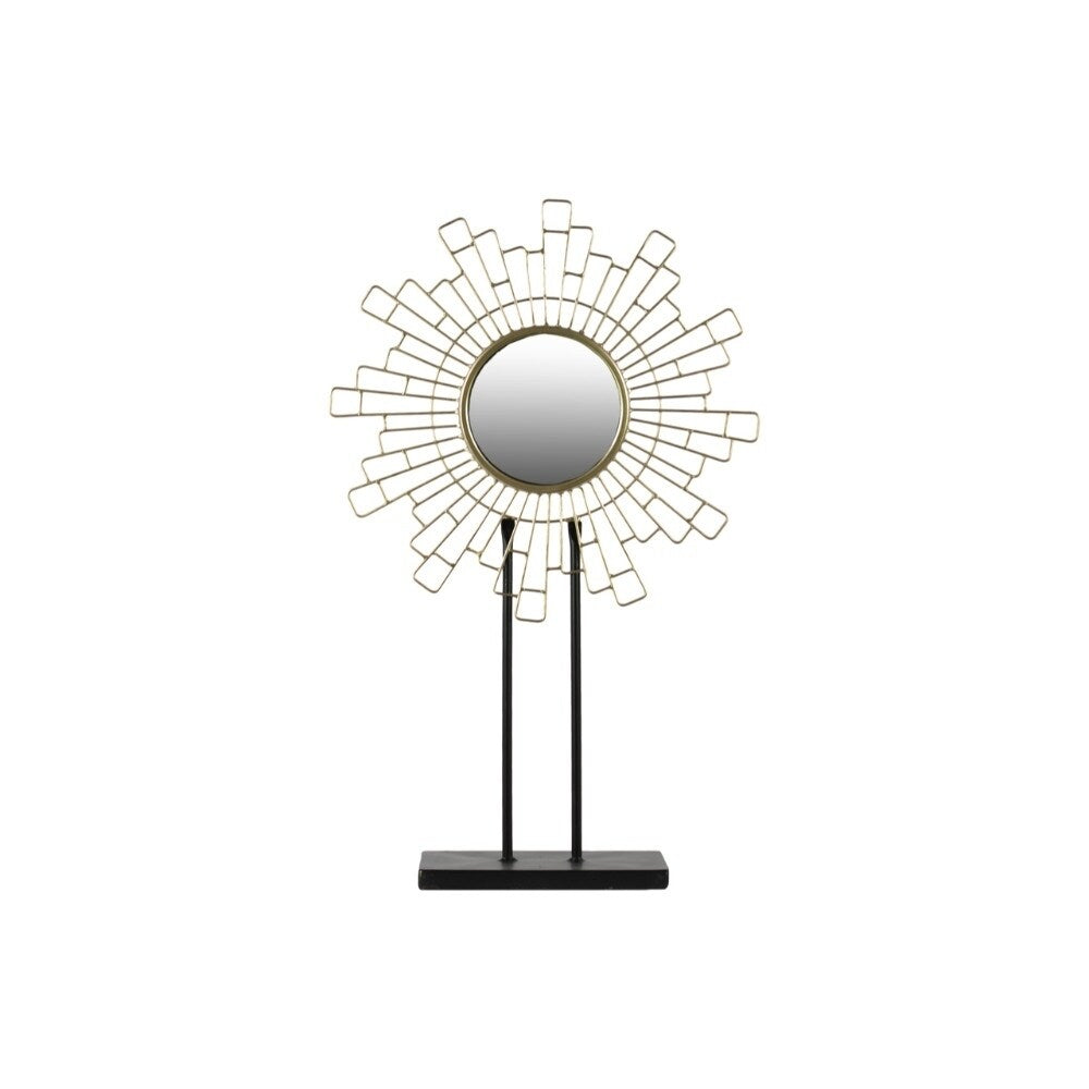 Cityscape Art Sculpture Decor and Mirror on Rectangular Stand - Gold