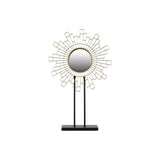 Cityscape Art Sculpture Decor and Mirror on Rectangular Stand - Gold