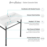 Claire 30" Console Sink White Basin Black Legs