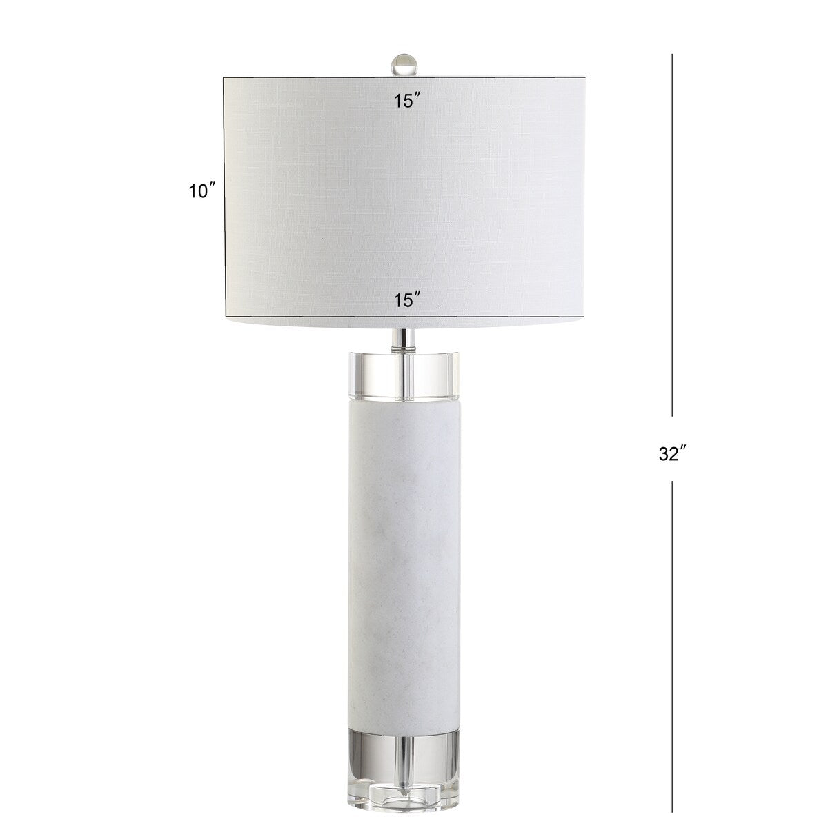 Claire 32" Marble/Crystal LED Table Lamp, White by JONATHAN Y
