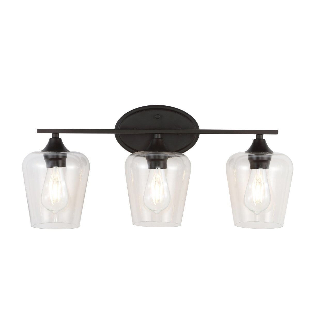 Clara Iron/Seeded Glass Cottage Rustic LED Vanity Light, by JONATHAN Y