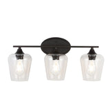 Clara Iron/Seeded Glass Cottage Rustic LED Vanity Light, by JONATHAN Y