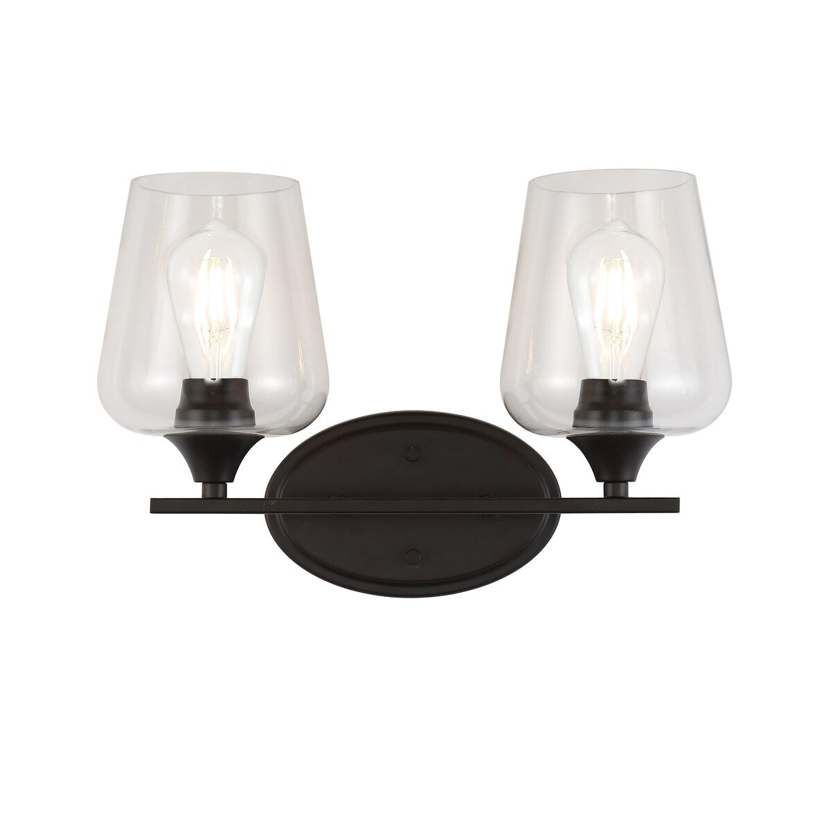 Clara Iron/Seeded Glass Cottage Rustic LED Vanity Light, by JONATHAN Y