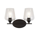 Clara Iron/Seeded Glass Cottage Rustic LED Vanity Light, by JONATHAN Y