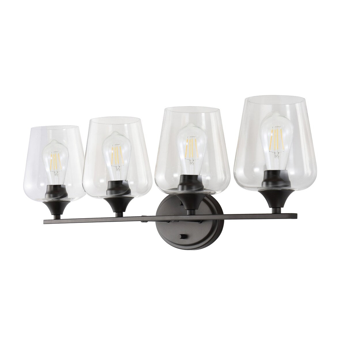 Clara Iron/Seeded Glass Cottage Rustic LED Vanity Light, by JONATHAN Y