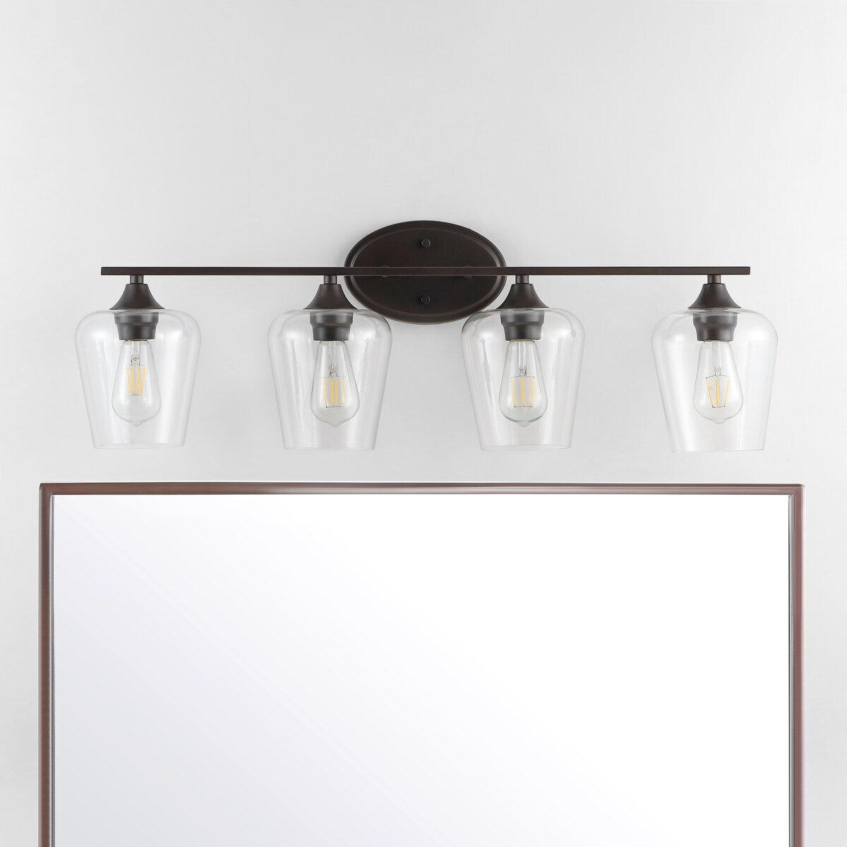 Clara Iron/Seeded Glass Cottage Rustic LED Vanity Light, by JONATHAN Y