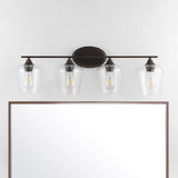 Clara Iron/Seeded Glass Cottage Rustic LED Vanity Light, by JONATHAN Y