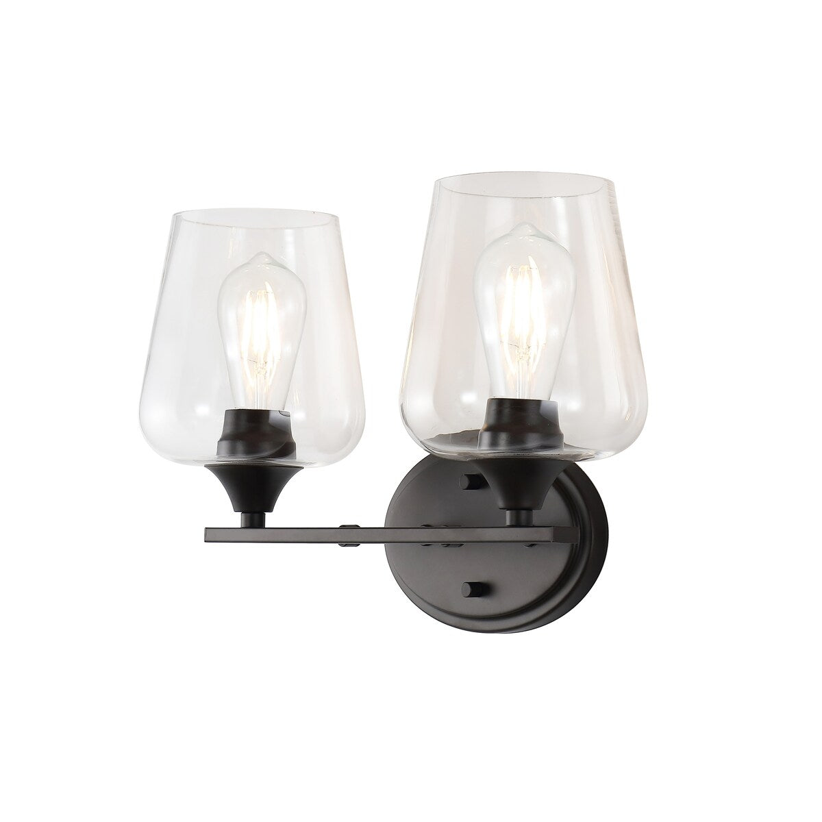 Clara Iron/Seeded Glass Cottage Rustic LED Vanity Light, by JONATHAN Y
