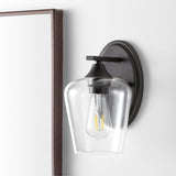 Clara Iron/Seeded Glass Cottage Rustic LED Vanity Light, by JONATHAN Y