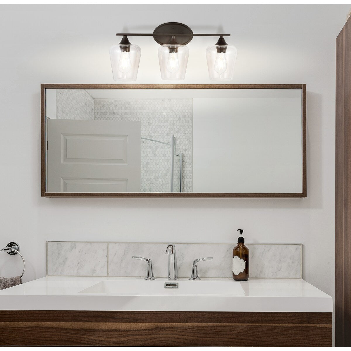 Clara Iron/Seeded Glass Cottage Rustic LED Vanity Light, by JONATHAN Y