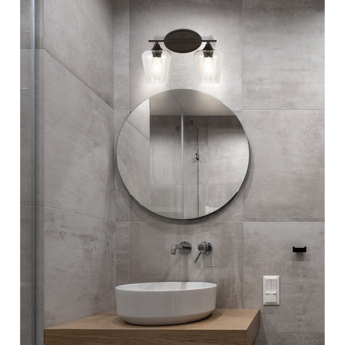 Clara Iron/Seeded Glass Cottage Rustic LED Vanity Light, by JONATHAN Y