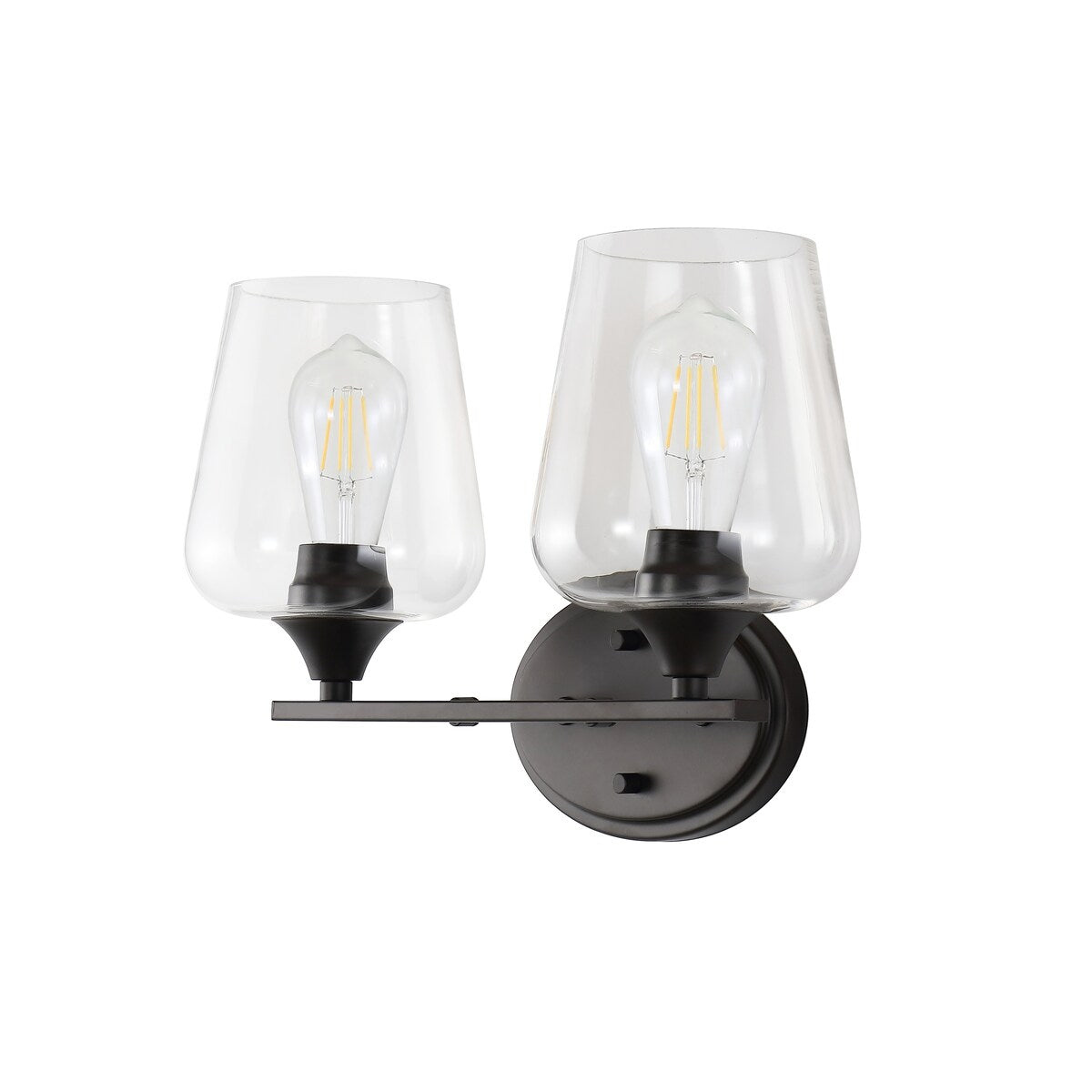 Clara Iron/Seeded Glass Cottage Rustic LED Vanity Light, by JONATHAN Y