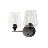 Clara Iron/Seeded Glass Cottage Rustic LED Vanity Light, by JONATHAN Y