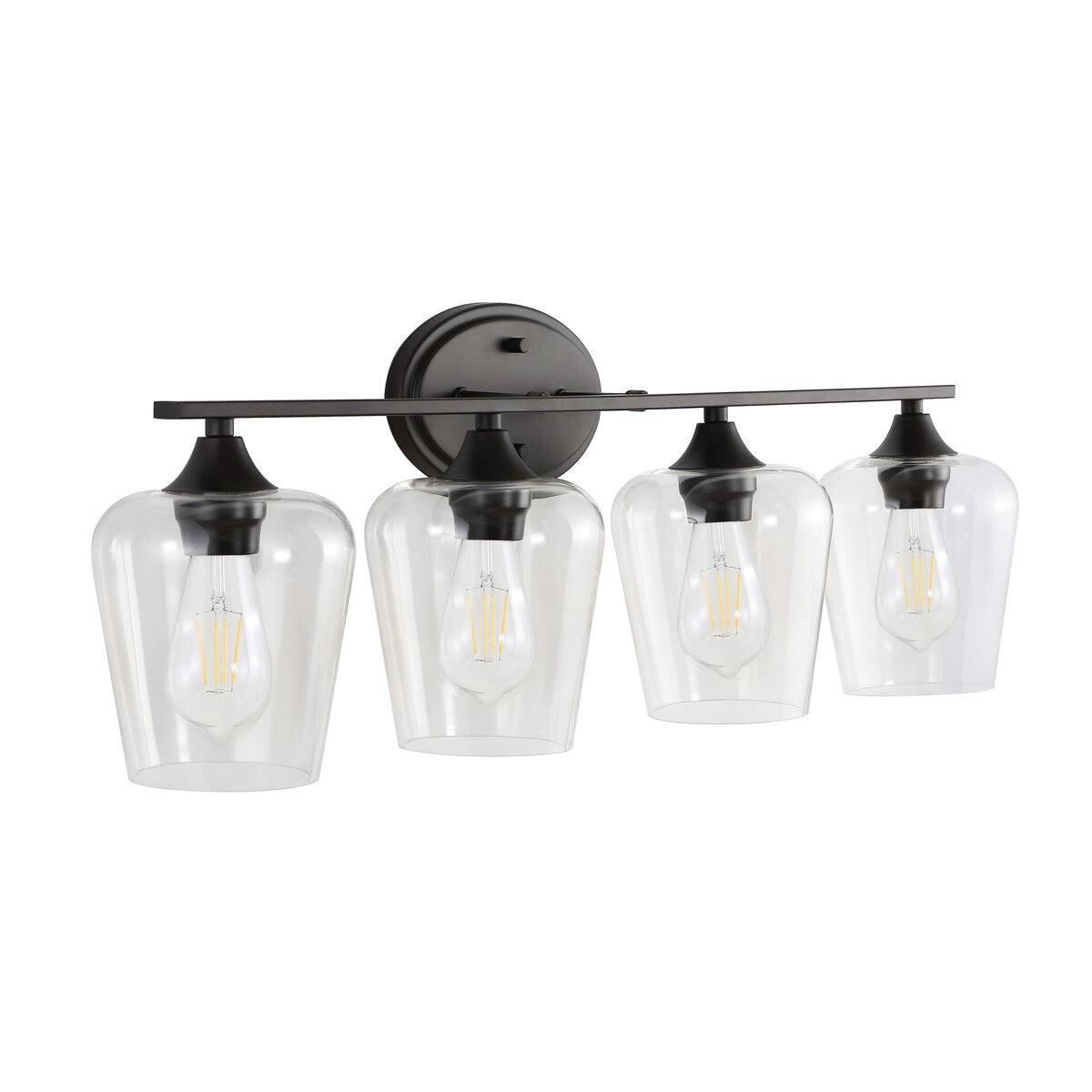 Clara Iron/Seeded Glass Cottage Rustic LED Vanity Light, by JONATHAN Y