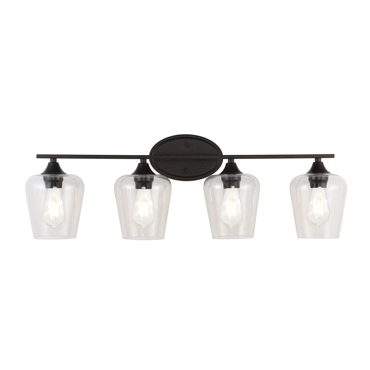 Clara Iron/Seeded Glass Cottage Rustic LED Vanity Light, by JONATHAN Y