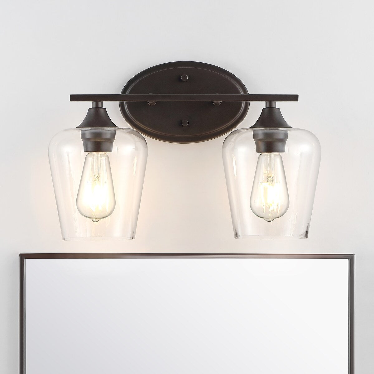 Clara Iron/Seeded Glass Cottage Rustic LED Vanity Light, by JONATHAN Y