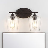 Clara Iron/Seeded Glass Cottage Rustic LED Vanity Light, by JONATHAN Y
