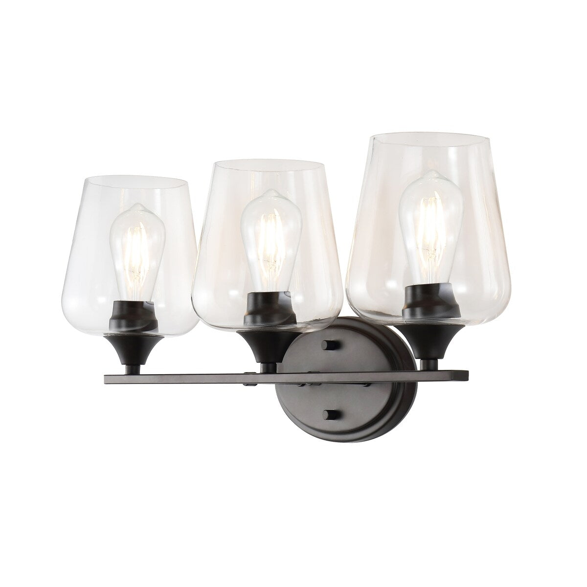Clara Iron/Seeded Glass Cottage Rustic LED Vanity Light, by JONATHAN Y