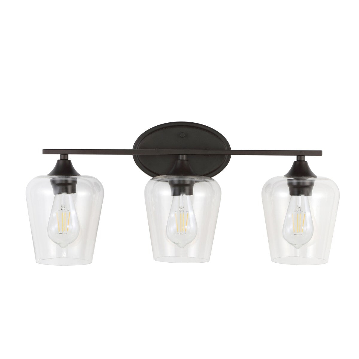 Clara Iron/Seeded Glass Cottage Rustic LED Vanity Light, by JONATHAN Y